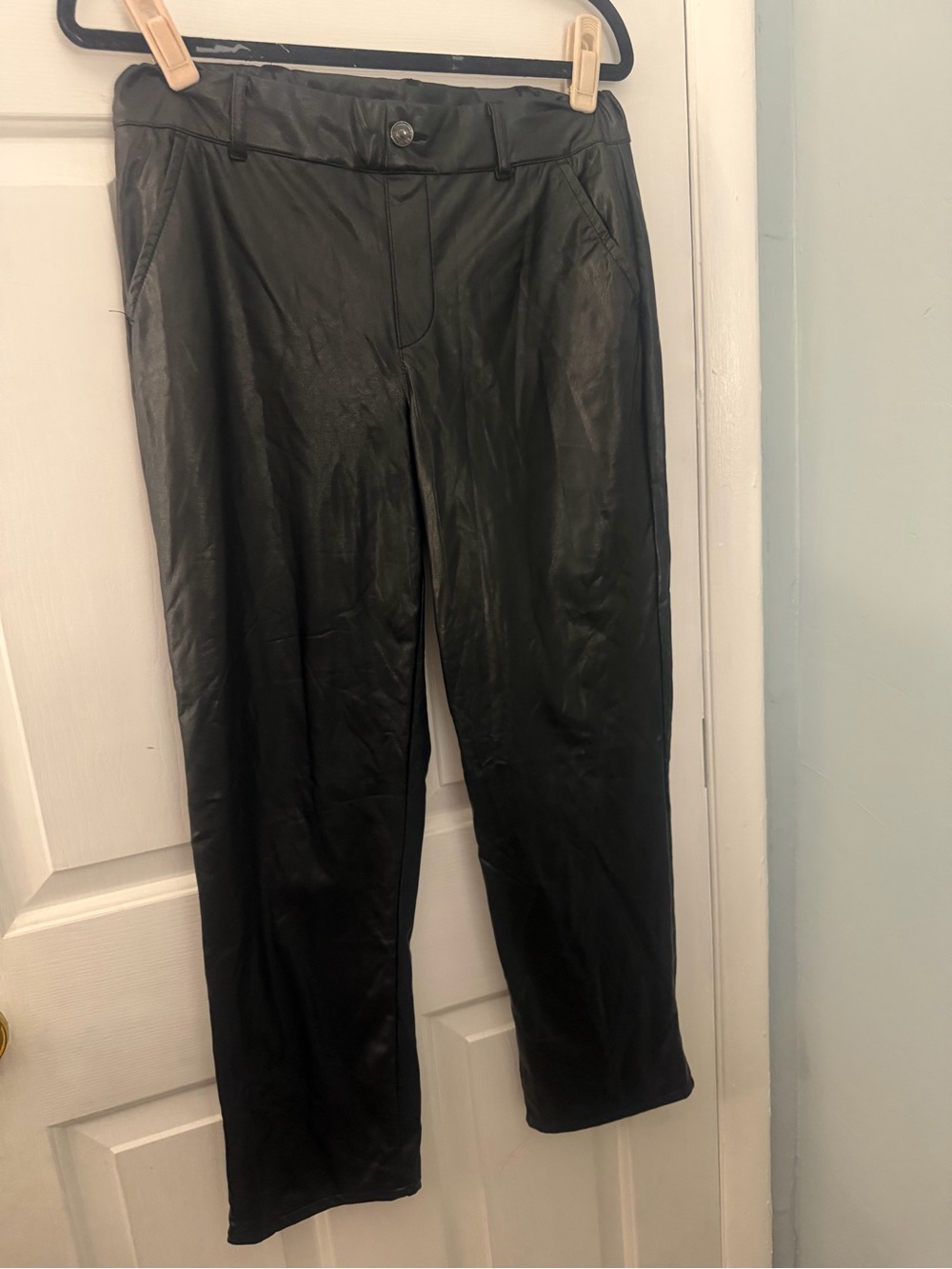 Rewash Black Faux Leather Straight Leg Pants Size M